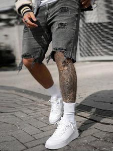 men's ripped denim shorts, casual pocket design denim shorts jeans for summer, fashion men's bottoms for daily wear, cotton, fashionable summer shorts, dark wash jeans