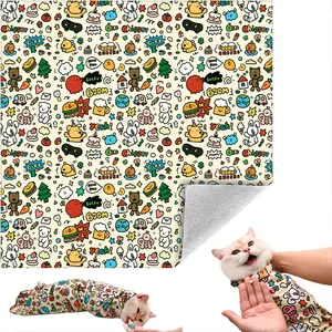 Cat Grooming Wrap, Self-Adherent Soft Cat Blanket to Wrap, Nail Clipping, Anti-Bite, Anti-Scratch, Anti-Escape Calming Wrap