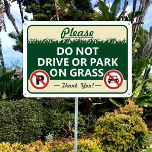 Flat Do Not Drive or Park on Grass Yard Sign Vintage Style Aluminum Sign for Outdoor and Indoor Weather Resistant 8x12 Inch Durable Metal Sign