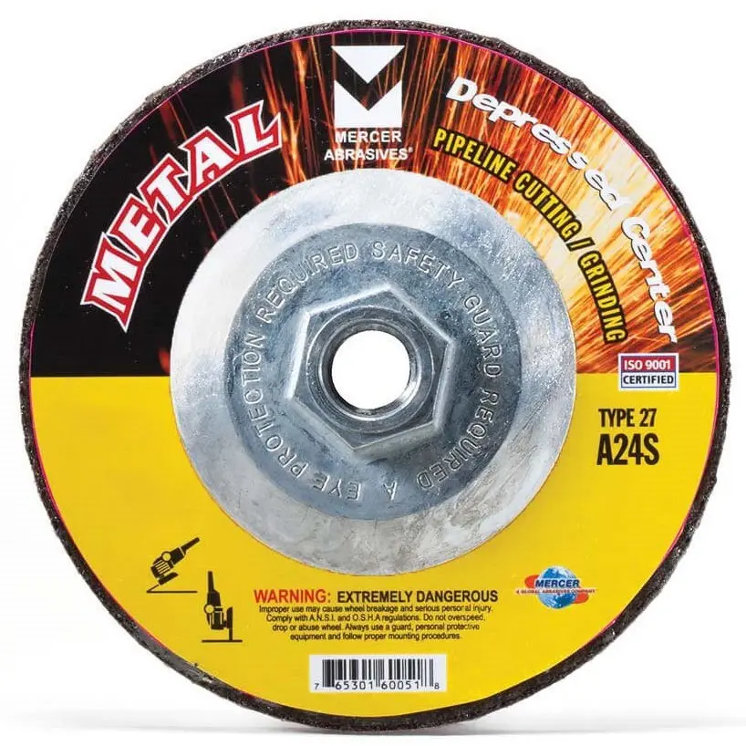 Mercer 4-1/2" x 1/8" x 5/8"-11 Hubbed Pipeline Cutting and Grinding Disc