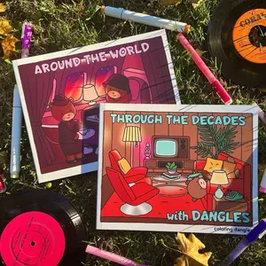Coloring Dangles: 2 Coloring Book Bundle - Around the World and Through the Decades Coloring Books