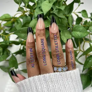 Plain Jane Frenchies | white or Black | press on nails | Handmade