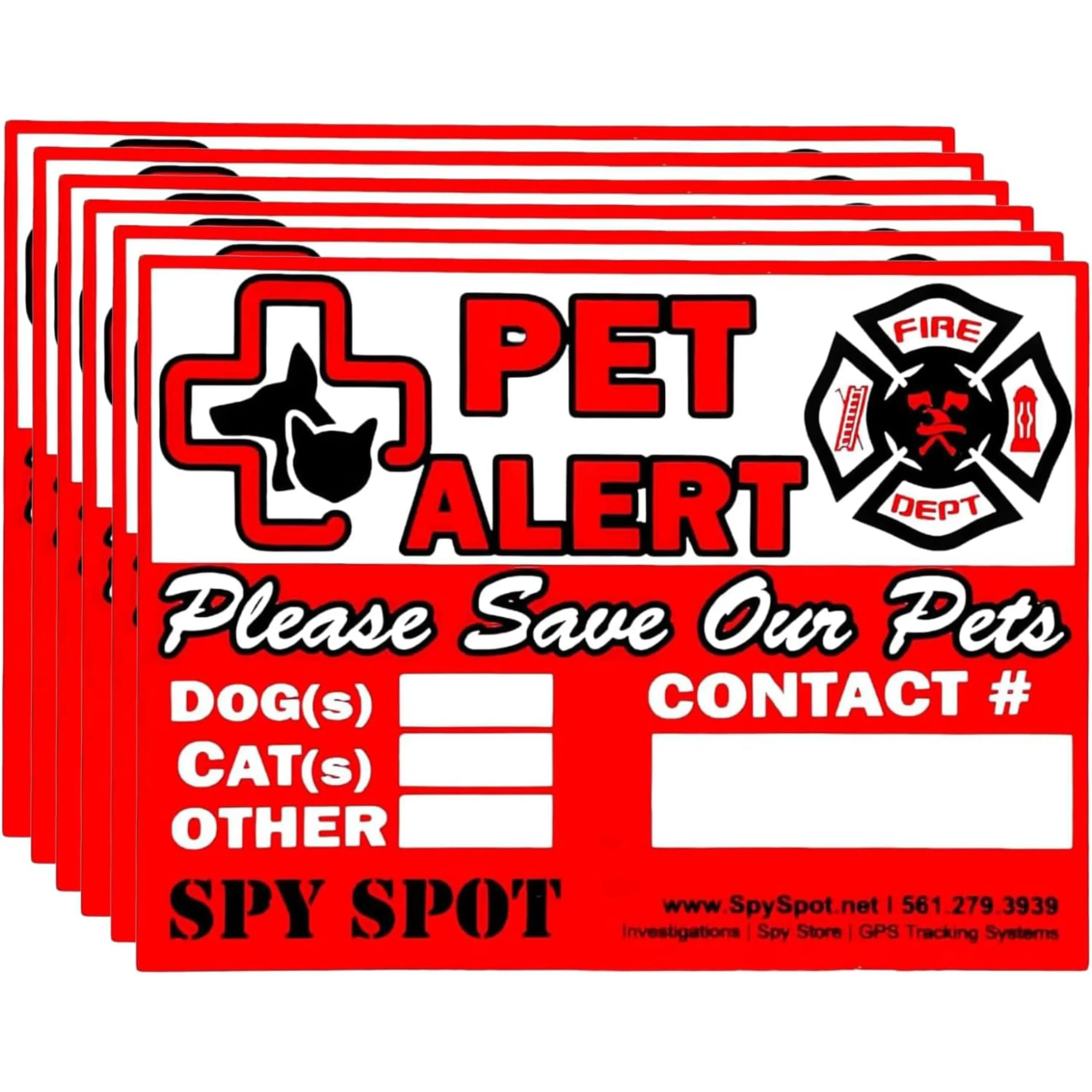 Pet Alert Stickers for Emergency Rescue, 4" x 3", Pack of 6