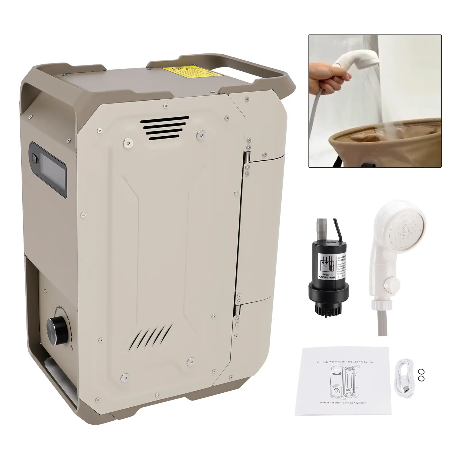Areyourshop Portable Compact Water Heater for RV Camping, Fishing, Surfing - 7800mAh Rechargeable, 3.3h Runtime, Doe-Compatible, Includes Charging Cable for Outdoor Cleaning, Outdoor Camping