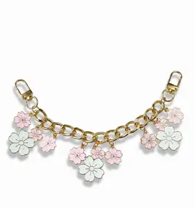 Flower Charms Bag Charm Keychain, Luxe Stylish Floral Purse Accessory, Pink Key Bag Chain for Purse, Backpack Gifting, Accessories For Bags