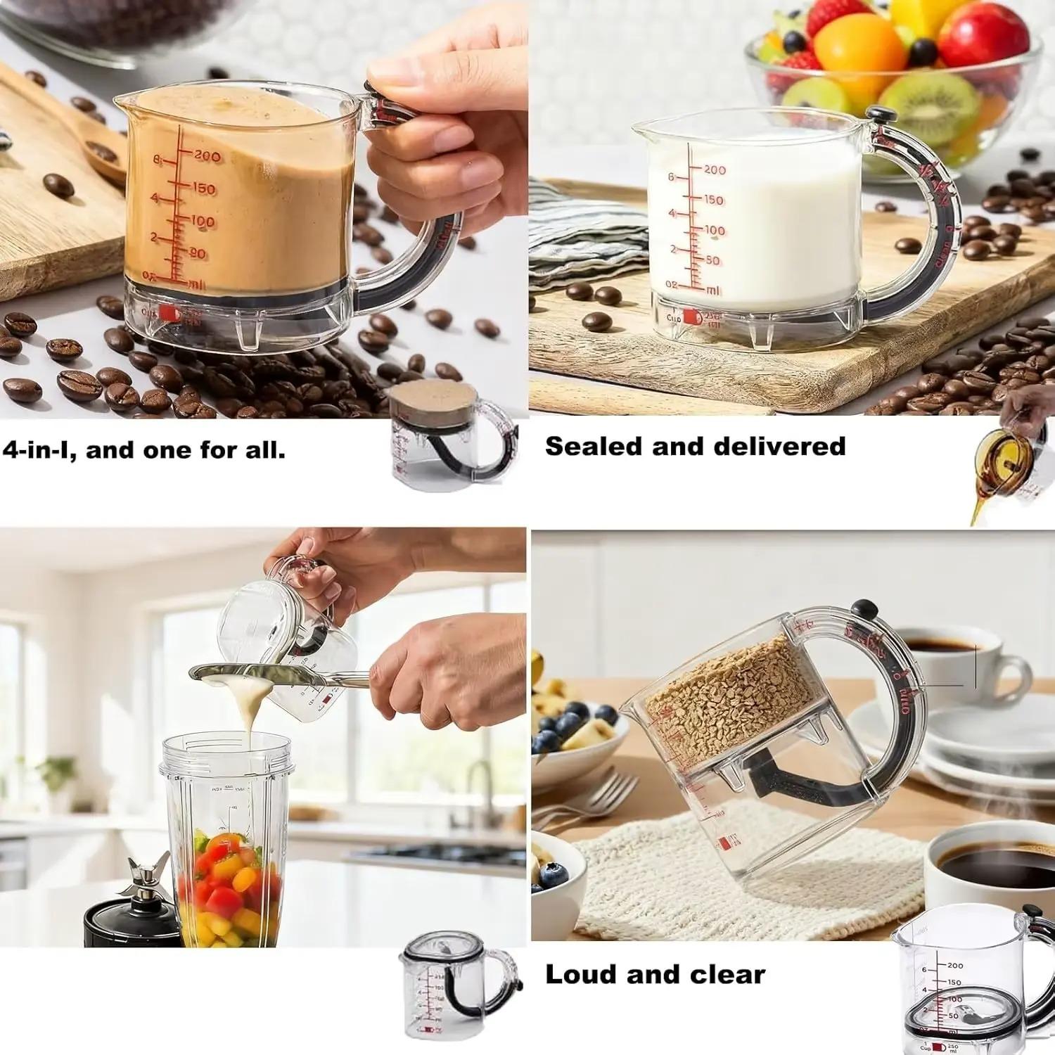 4-in-1 Multifunctional Adjustable Measuring Cup -Features a Scraper-Style Sealing Base | Cube-ShapedKitchen Measuring Tool for Cooking & Baking | ThePerfect Gift for Mom