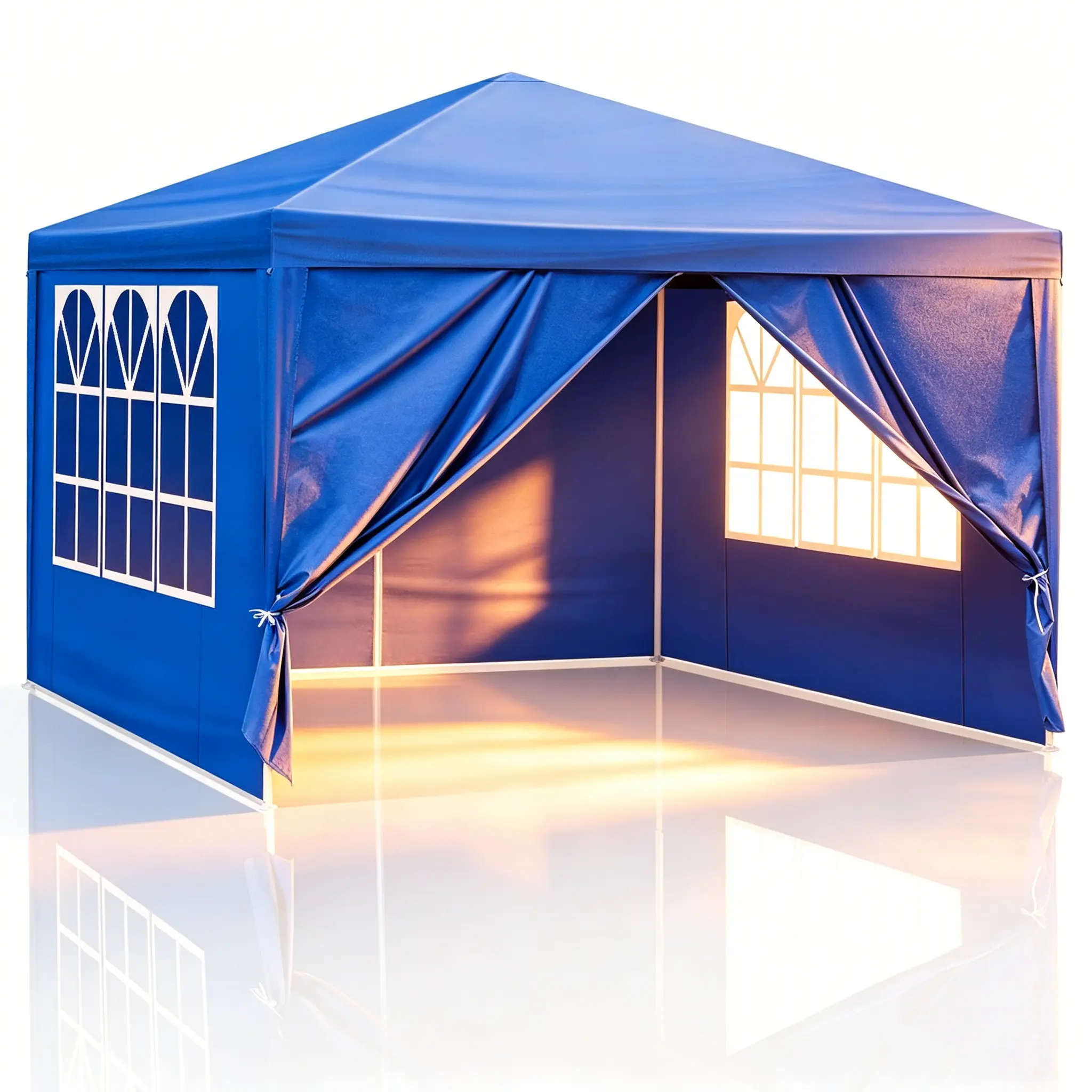 10'x10' Square Blue Backyard Canopy Gazebo - Rain-Ready Cover, Corrosion-Resistant Steel Frame, Adjustable Stakes, Assembly-Required Outdoor Shelter for Weddings, Graduations