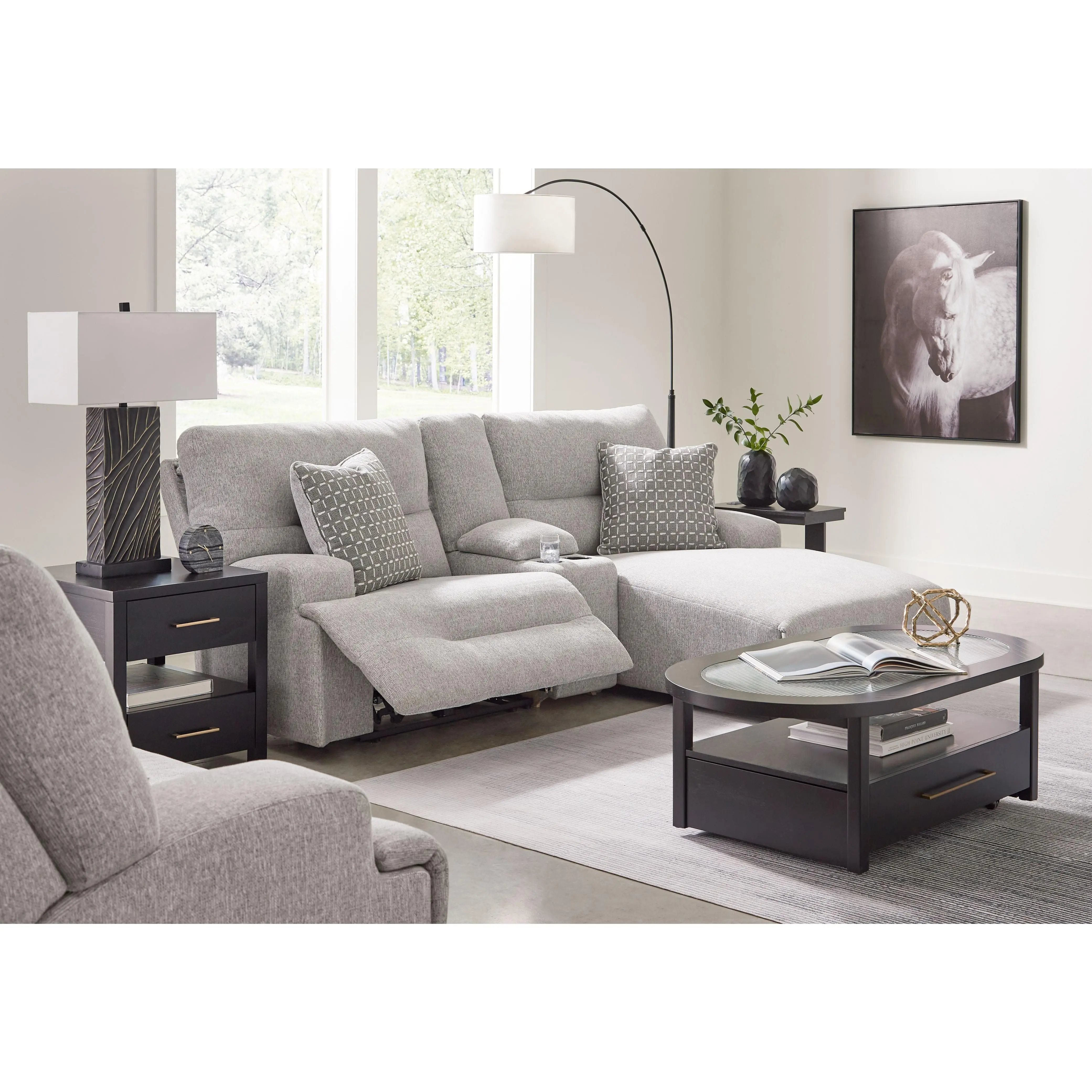 Acklen Place - 4 Pc. - 3-Piece Power Reclining Sectional Sofa With Raf Chaise, Wide Seat Power Recliner - Pewter