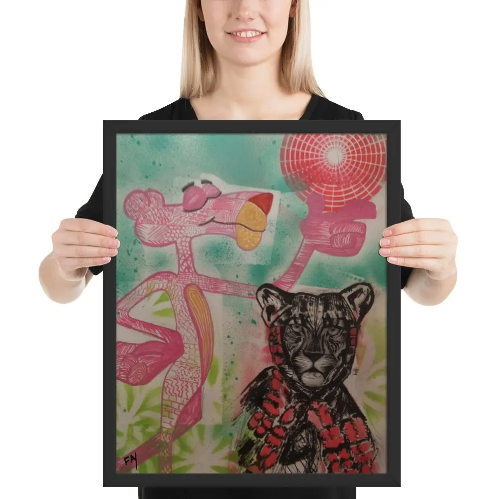 "Electric Jungle" Pink Panther Mashup Framed Art