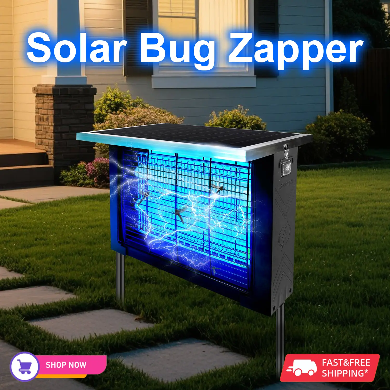 HAVIRORO Powerful Large Solar Bug Zapper Outdoor For 2000Sq.Ft, Poartable Rechargeable Mosquito Zapper With High Powered, Cordless Solar Fly Zapper For Patio Garden Backyard RV Camping Pond Pest Control
