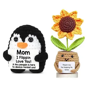 Funny Birthday Gifts for Mom – I  Love You Mom, Handmade Crochet Cute Mini Penguin Unique Presents for Mother's Day Mama Bonus Step Mother in Law Mothers Stocking Stuffers tiktokshopspringglowup