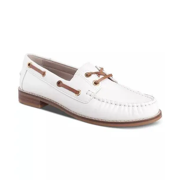 Giani Bernini Lylaa Loafers 7.5M White Leather Boat Shoe Slip‑On NIB msrp$99.50