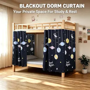SEMMDA Single Bed Mosquito Net - 78x45in Thick Polyester Light-Blocking 2-Panel Bed Curtain, Breathable Shading Cloth with Mesh Netting, Cosmic Print, Insect-Proof for Dormitory, Bedroom Accessories
