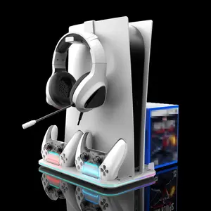 PS5/SLIM RGB Turbo Cooler Triple Level Cooling and Controller Headset Charging Dock for Digital Disc Edition Vertical Stand