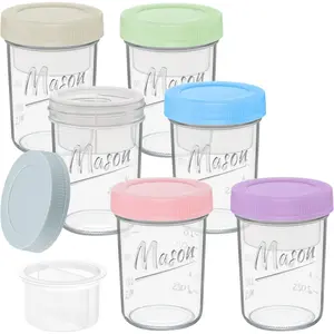 16 oz Overnight Oats Containers with , 6-Pack Leak-Proof Wide Mouth Mason Jars & Separate Compartments for Fruits/Nuts, Airtight Glass Jars for  Pudding, Yogurt, Parfait and Salad