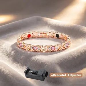 Energy magnet bracelet, eco-friendly alloy with diamonds, adjustable ladies' wristband，Valentine's Day gift