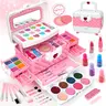 Girls' Washable Makeup Set, Water-Soluble Makeup Kit, Toddler Makeup Kit, Makeup Palette Set, Pretend Play Playset, Perfect Gift for Girls Aged 3+, Birthday & Christmas Present, Cosmetics Kits