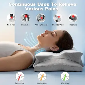 VYLEE Cervical Neck Pillow for Pain Relief, Ergonomic Memory Foam Pillow for Neck Support, Cooling Contour Orthopedic Pillow for Side, Back & Stomach Sleepers