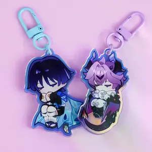 Genshin Impact Durin & Wanderer Chibi Acrylic Keychain - Unique Keychains for Personal Style, Cute Keychains for Bags and Keys, Durable, Lightweight and Perfect for Personal Style, Collecting and Gifting
