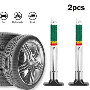Tire Tread Depth Gauge for Cars, Color Coded 25mm Manual Measuring Tool, Easy Read MM & 32nds Scale, Universal Vehicle Tire Inspection Gauge