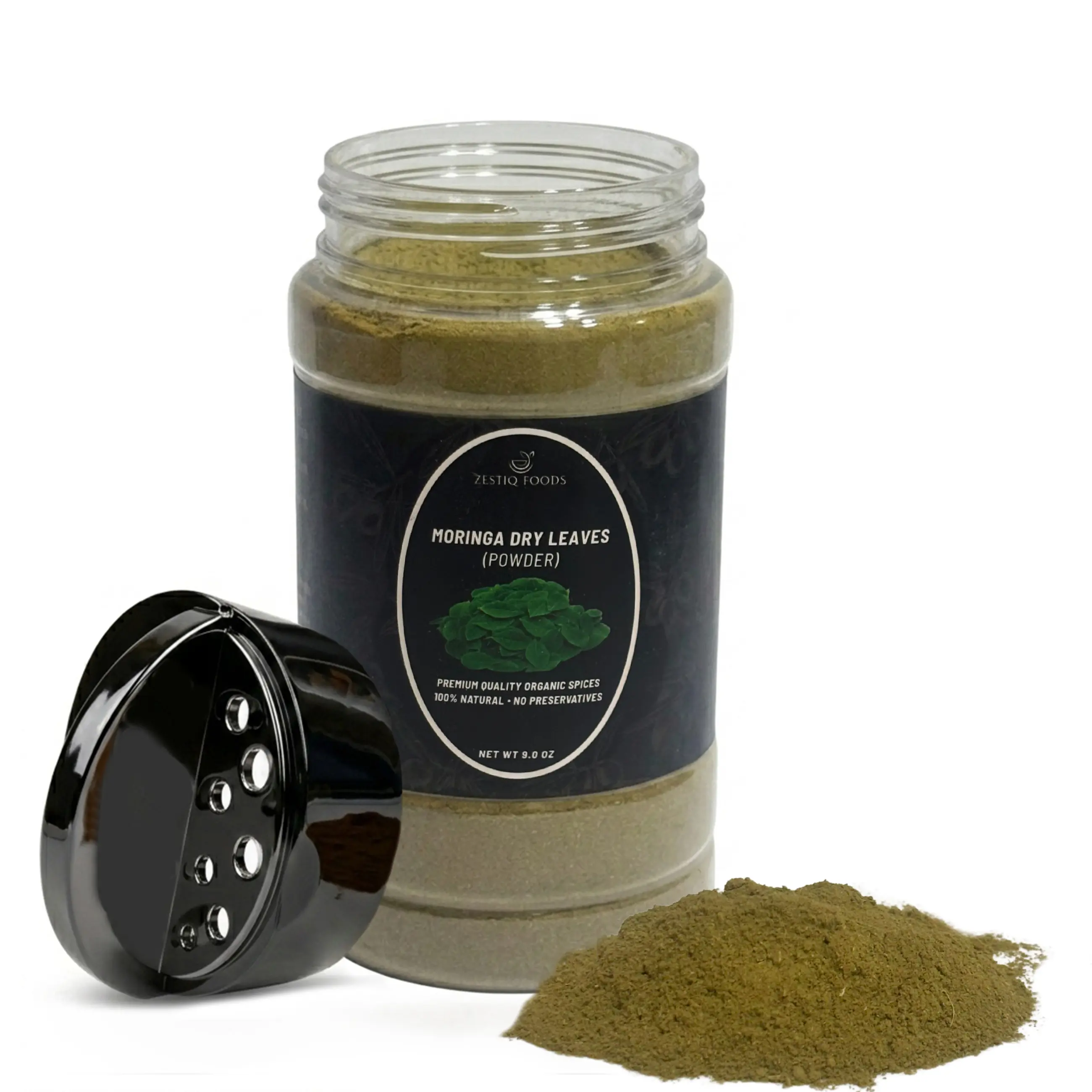 Zestiq Foods Organic Moringa Leaf Powder, 9 oz Shaker Jar – Finely Ground Moringa Leaves for Smoothies, Teas, Cooking & Baking