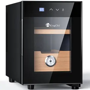 KingChii 16L Electric Cigar Humidors with Temperature Control System, Cigar Cabinet with Spanish Cedar Wood Shelves & Hygrometer, Father's Day Gifts for Men (2 Layers 100 Capacity)