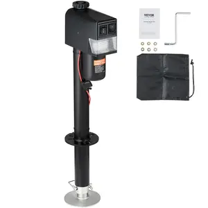 VEVOR Carbon Steel Electric Trailer Jack, 3500lb Power Tongue Jack with 9.84"-33.85" Multi-Level Lift Range, Waterproof Cover, Lifts Heavy Loads, for RV & Horse Trailer Leveling