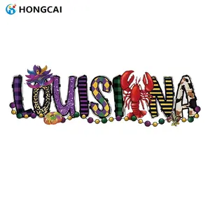 New Orleans Theme Heat Transfer Vinyl Patch, Colorful Letter Design, High-Quality Fabric Applique, Perfect for DIY Projects & Clothing Decorations