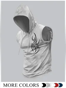 Men's "ONLY GOD CAN JUDGE ME" Print Hooded Tank Top, Regular Fit Casual Sleeveless Top for Summer, Men's Clothes for Daily Wear, Socks