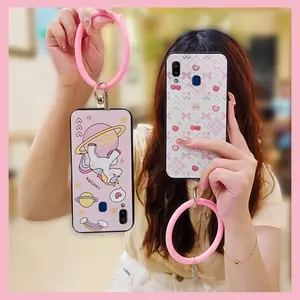 Back Cover Solid Color Phone Case For Samsung Galaxy A20E Cartoon heat dissipation Soft Case Cute Creative Protective Funny Dirt-resistant Waterproof Bracelet Ring Personality