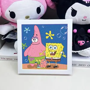 5D Diamond Painting Kit with Frame, Spongebob Squarepants & Pikachu Designs, Home Wall Art Decor Gift, Perfect for Beginners