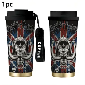 1pc 18oz "Motörhead Warpig" Insulated Tumbler with Straw | Iconic Warpig & Union Jack Print | Heavy Metal Aesthetic |  Double Wall Vacuum Insulation | Leakproof Lid with Straw & Wrist Strap | Perfect Gift for Rock Fans, Metalheads & Punk Style Enthusiasts