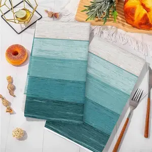 2pcs 23.6x15.7 In Ultra-Soft Turquoise Ombre Kitchen Towels - Quick-Dry Machine Washable Dish & Hand Towels For Home Decor