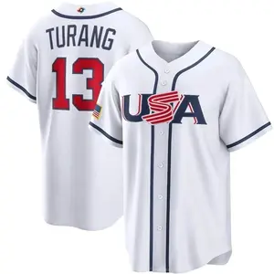 USA TURANG #13 2026 World Baseball Classic Fan Jersey – White / Navy Home Style Baseball Shirt for Game Day, Unisex Adult Sports Apparel