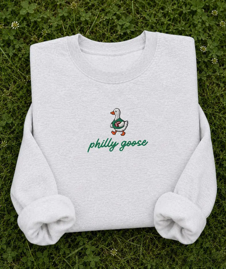 Embroidered Philly Goose Sweatshirt/ Hoodie, Vintage Style Kelly Green, Philadelphia Football Gifts, Crewneck | Hoodie