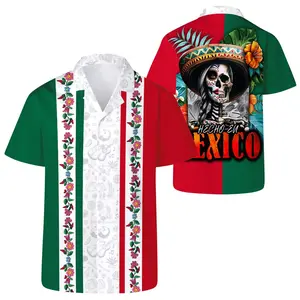 Mexico Hawaiian Shirt, Skull Mexican Aloha Shirt, Summer Vacation Outfit, Beach Party Shirt, Tropical Mexico Party Shirt, Gift For Him