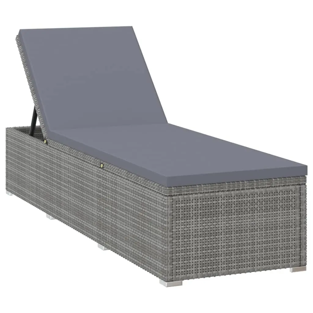 vidaXL Patio Lounge Chair Outdoor Sunlounger Sunbed with Cushion Poly Rattan 3000269