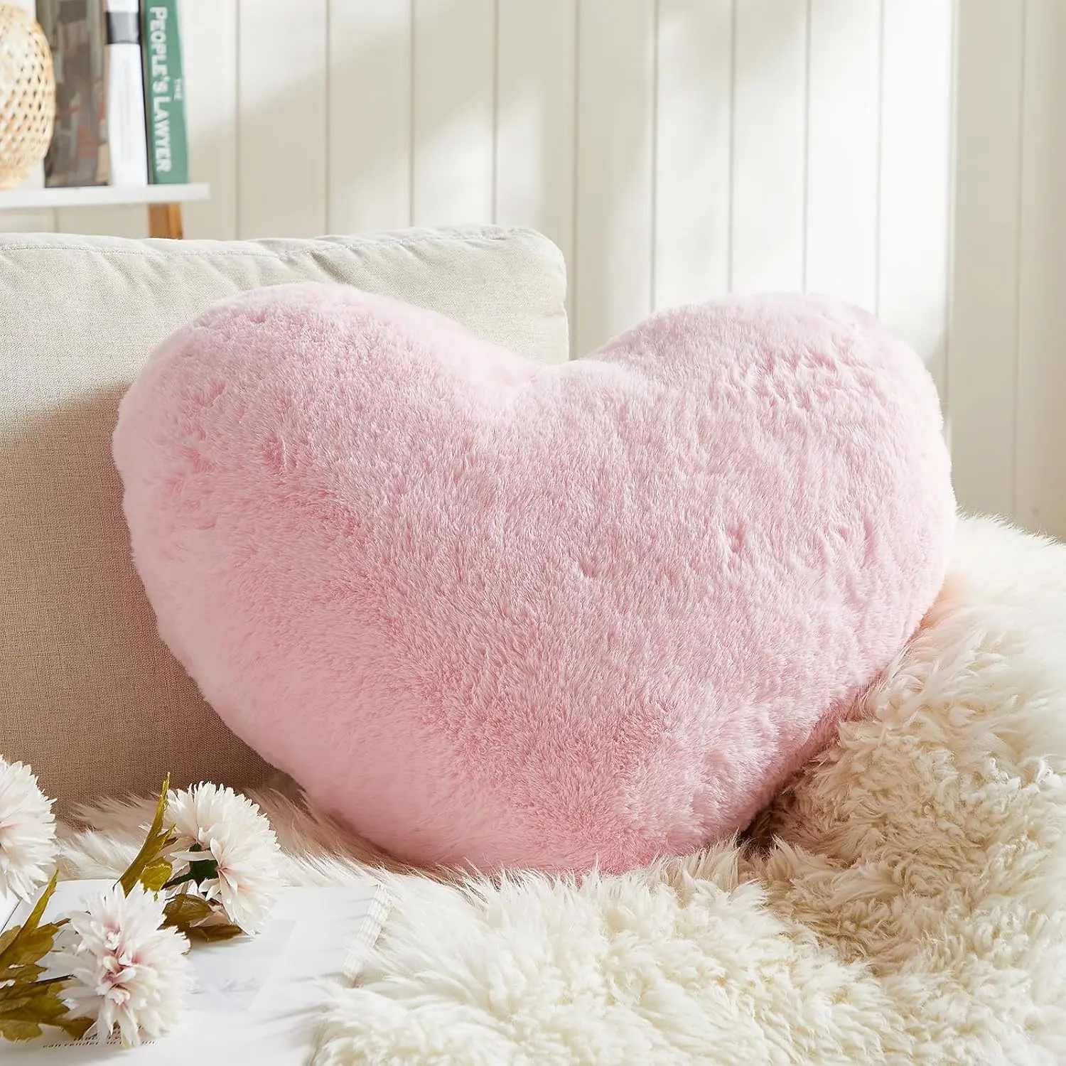 Heart Pillows, Mother's Day Heart Pillow, Pink Heart Shaped Pillows, Love Throw Pillows Gifts, Ultra Soft Faux   Cute Pillows, Women Girls  Room Decor 10x13 Inch