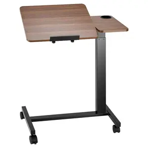 Portable Overbed Desk with Height & Angle Adjustments - Rolling Laptop Table with Cup Holder for Study & Work