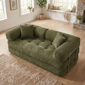 80" Convertible Sleeper Sofa Bed with Pillows, Sofa Living Room, 4-in-1 Corduroy Couch, Cloud Couches, Floor Modular Sofa with Fixed-Shape Frame, teddy sofa for adults, living room furniture, No-Assembly boneless Oversized Plush Chaise Lounge modern