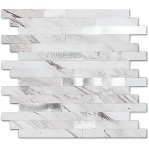 2026 New Peel and Stick Stone Tile Backsplash, Stick on Tiles for Backsplash,, Fireplace (10 Sheets, Bright Carla White)
