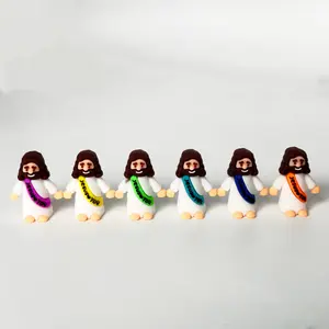 Bememo 30 Pcs Little Jesus Figures Original Design Jesus Love You Mini Rubber Toys to Hide and Seek Christmas Religious Party Favors Sunday School Baptism Gifts(Lively Colors)