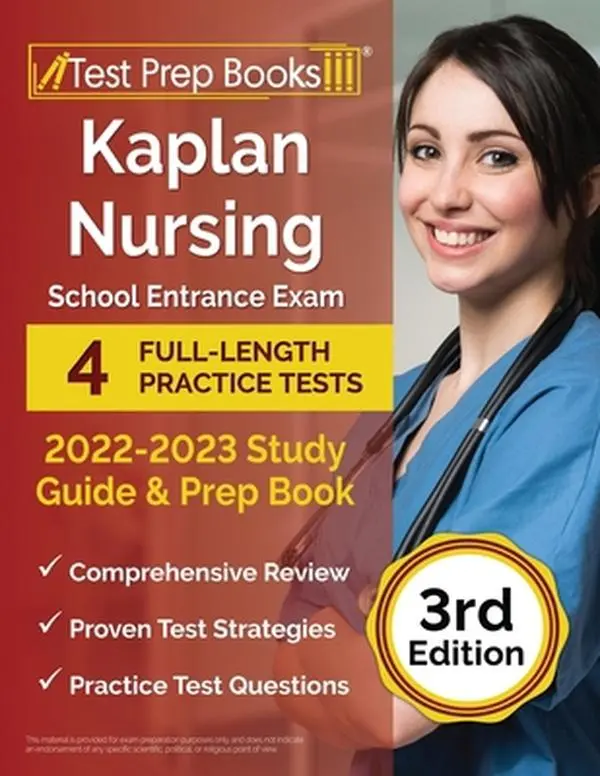 USED Book - Kaplan Nursing School Entrance Exam 2022-2023 Study Guide: 4 Full-Length Practice Tests and Prep Book [3rd Edition] by Rueda, Joshua (Paperback) - english