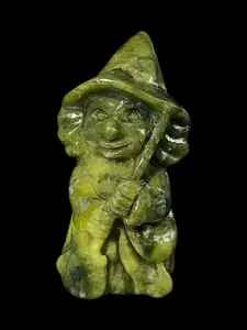 1pc Natural Xiuyan Crystal Sculpture, Magical Wizard Carving, Creative Home Office Desk Decor, Mother's Day Gift, Perfect Present Idea