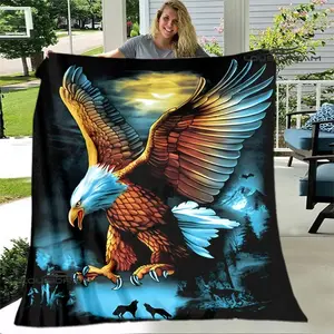 3D Eagle Print Flannel Blanket Ultra Soft Cozy Throw for Bed Sofa Couch | Warm Lightweight Picnic Travel Blanket Unique Birthday Gift
