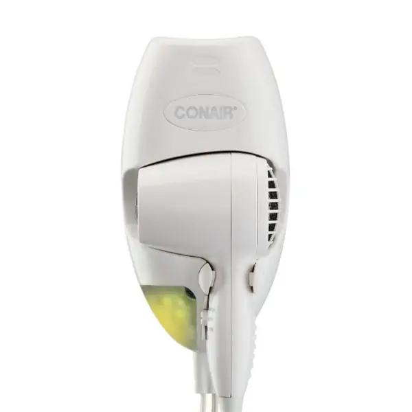 Conair Wall Mount Hair Dryer, Built-In LED Night Light, 1600W, White | Space-saving electric blow dryer for fine, medium, and thick hair with customizable speed/heat controls and 6-foot cord