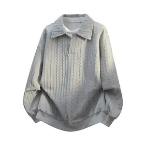 Men's Lapel Pullover Long Sleeve Hoodie 2025 Autumn Winter Trendy Brand Loose Casual Stylish Versatile Base Shirt Daily Homewear S-7XL