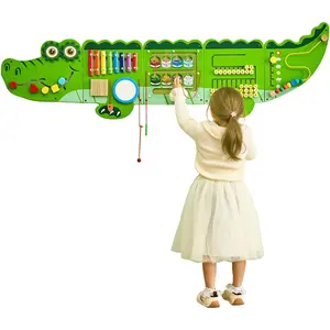 VEVOR Crocodile Activity Busy Board Panel, 9 Wall Activities Board, Montessori Sensory Wall Panel for Kids 3-12 Years, Sensory Wall Activity Panel, Ideal for Toddler Playroom Nursery Classroom