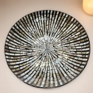 Handmade Shell Inlay Serving Bowl for Kitchen Counter