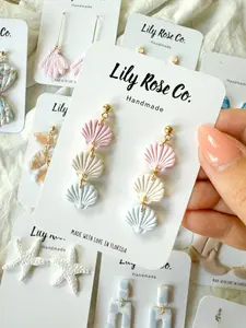Lily Rose Co. Three Tier Shells Handmade Polymer Clay Earrings Stainless Steel Hypoallergenic Jewelry Made in Florida